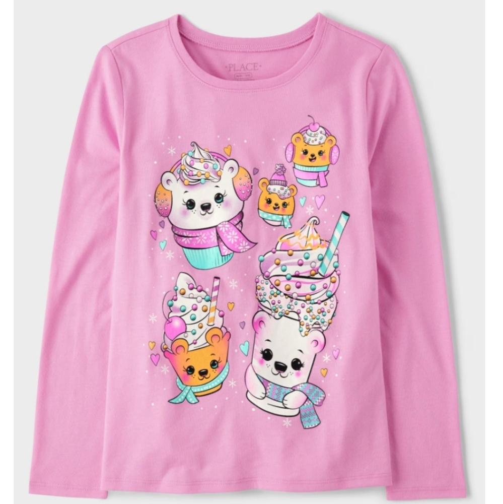 Girls Valentines Day Winter Dessert Graphic Tee Large